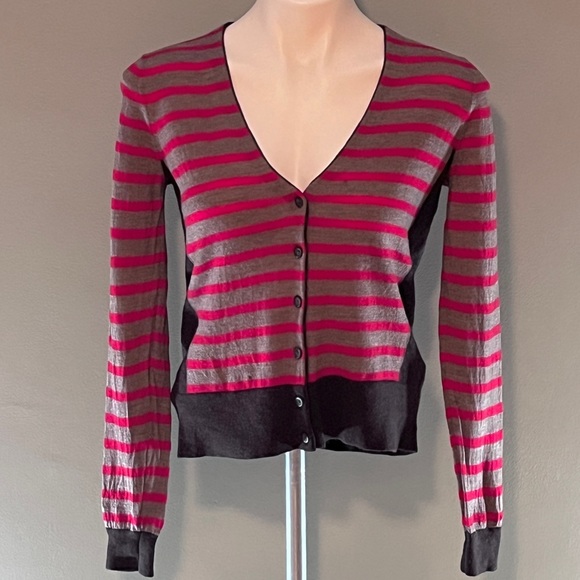 Women’s Lands End striped cardigan sweater - Picture 1 of 7